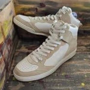 Jimmy Choo Beige and White High-Top Sneakers